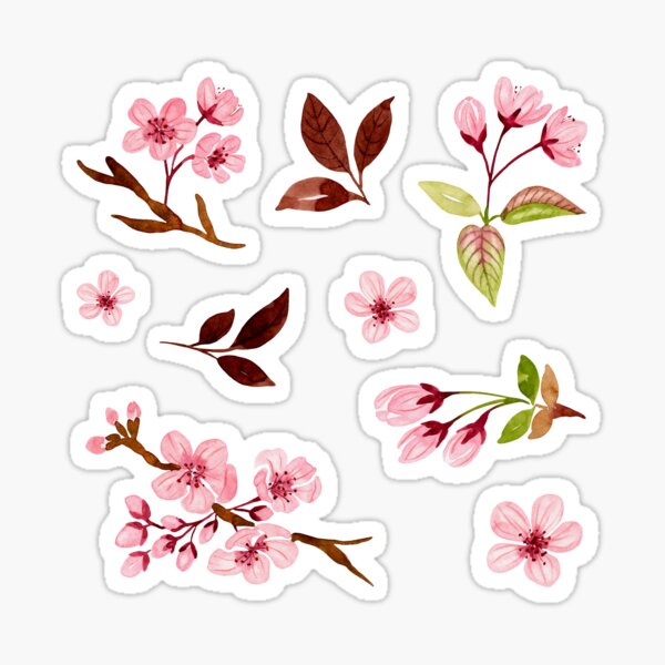 Item preview, Watercolor Cherry Blossoms Sticker Pack designed and sold by andrebalest.art.