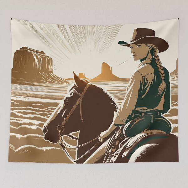 Item preview, Desert Cowgirl – Feminine Strength in Monument Valley Scene designed and sold by TidalEchoes.
