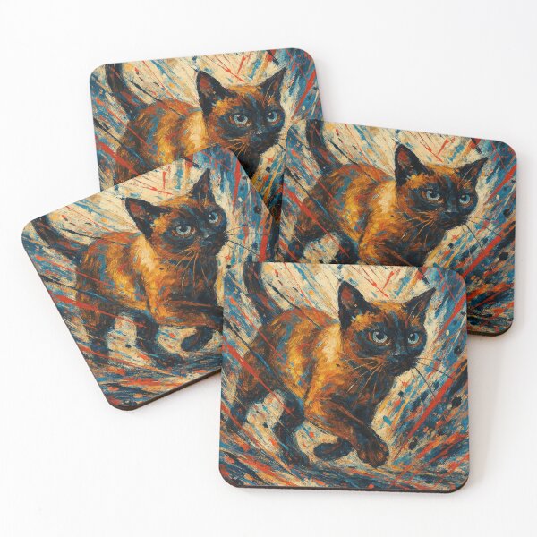 Item preview, Burmese Cat in Motion – Action Painting Style designed and sold by LesChatsArt.
