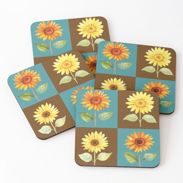 Item preview, Simple Sunflowers on Teal and Chocolate Checkerboard designed and sold by Kevin Luckham.