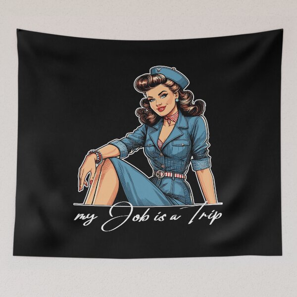 Item preview, Pin Up Retro Stewardess Profession Travel Gift designed and sold by Pineapple-Tree.