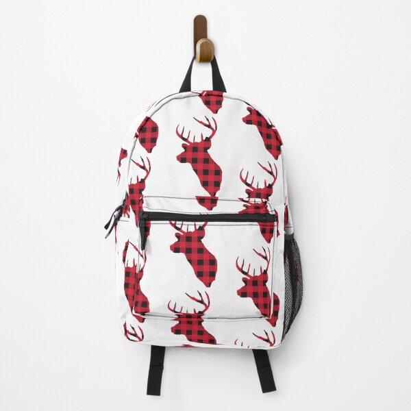 Item preview, Christmas Deer head with red and black checkered plaid pattern designed and sold by Jdawnink.