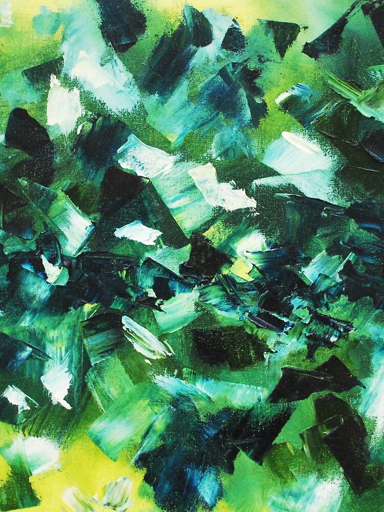 Yellow, Blue and Green Abstract Painting by erika-lancaster