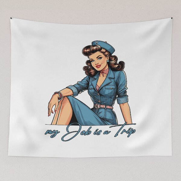 Item preview, Pin Up Retro Stewardess Profession Travel Gift designed and sold by Pineapple-Tree.