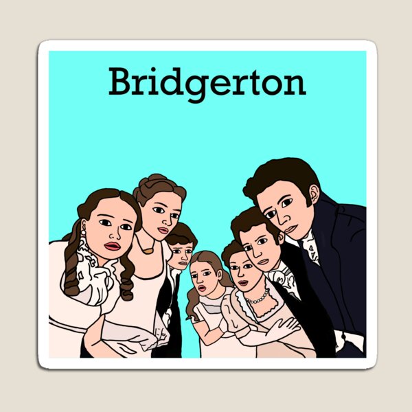 Aperçu de l'œuvre Personnages de la famille Bridgerton, fond aqua créée et vendue par RosiesGallery.