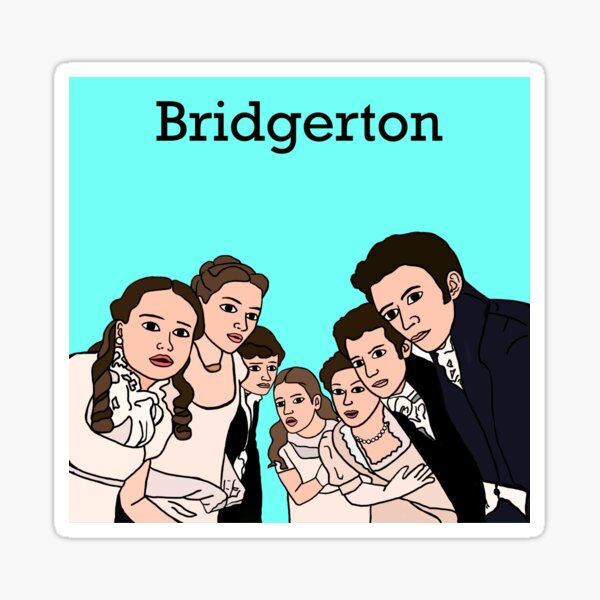 Aperçu de l'œuvre Personnages de la famille Bridgerton, fond aqua créée et vendue par RosiesGallery.