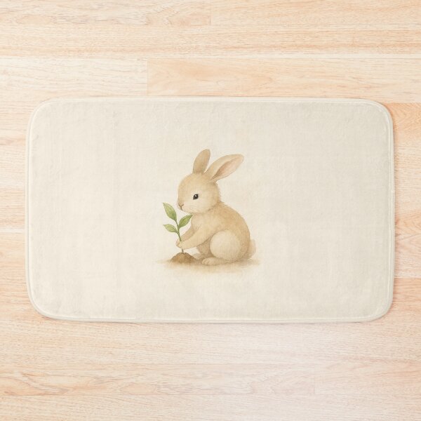 Item preview, Cute Bunny Planting a Seedling in Watercolor Style designed and sold by Lacritsa .
