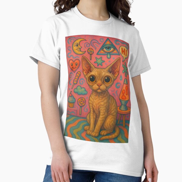 Artikel-Vorschau von Wide-Eyed Whimsy – Devon Rex in einer surrealen Pop-Welt, designt und verkauft von LesChatsArt.