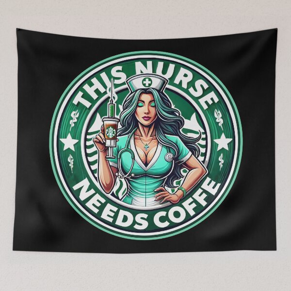 Item preview, Funny Coffee Nurse | Caffeine Lover Medical Humor Art designed and sold by DrawHandArt.