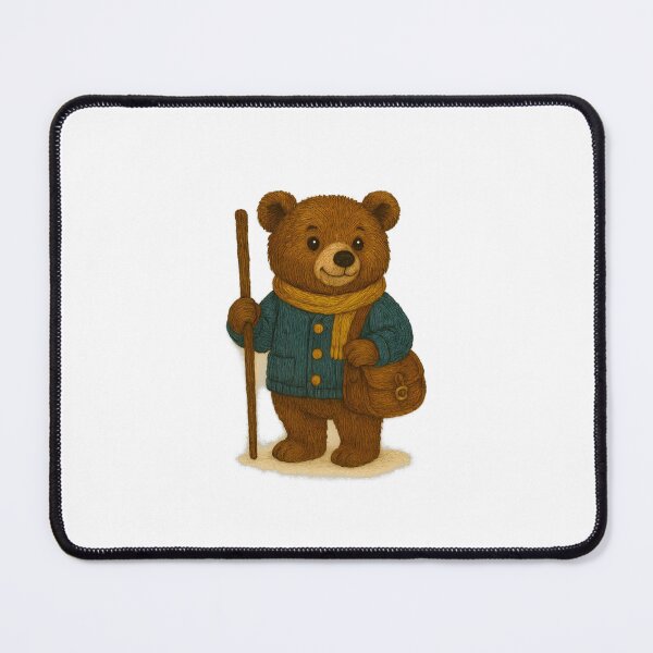 Item preview, Hiking Bear in Wool Sweater with Walking Stick designed and sold by #Adulting Central.