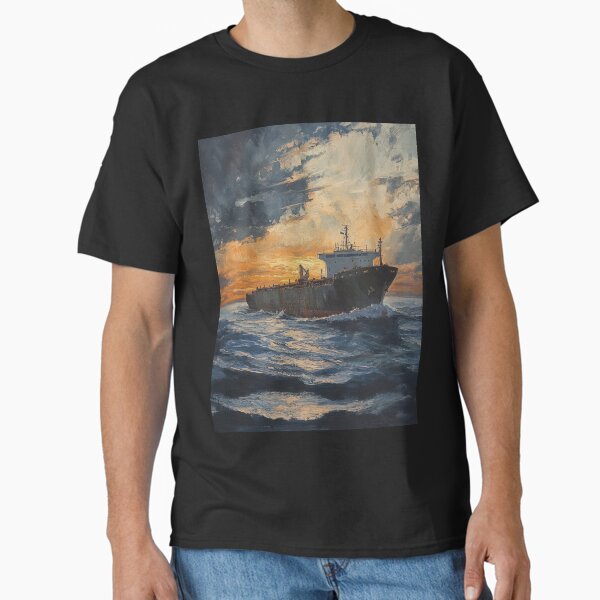 Item preview, Stormbound Cargo – Ship at Sea Sunset Adventure Art Tee designed and sold by AchaRat.