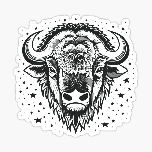 Item preview, Head of a big horned bison (Bison bison or bonasus) black and white illustration designed and sold by Danler.