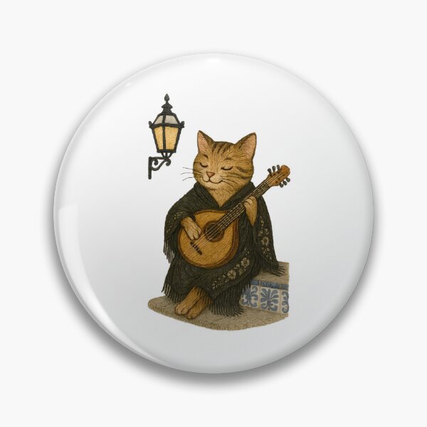 Item preview, Fado Cat Serenading with Guitar Under Lisbon Street Lamp designed and sold by #Adulting Central.