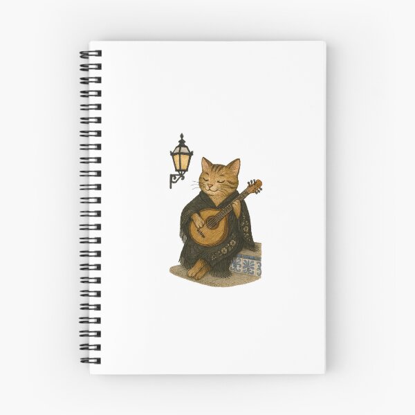 Item preview, Fado Cat Serenading with Guitar Under Lisbon Street Lamp designed and sold by #Adulting Central.