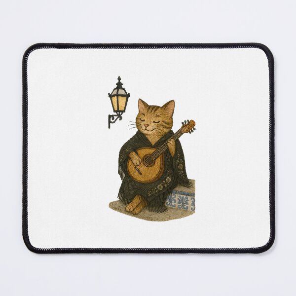 Item preview, Fado Cat Serenading with Guitar Under Lisbon Street Lamp designed and sold by #Adulting Central.