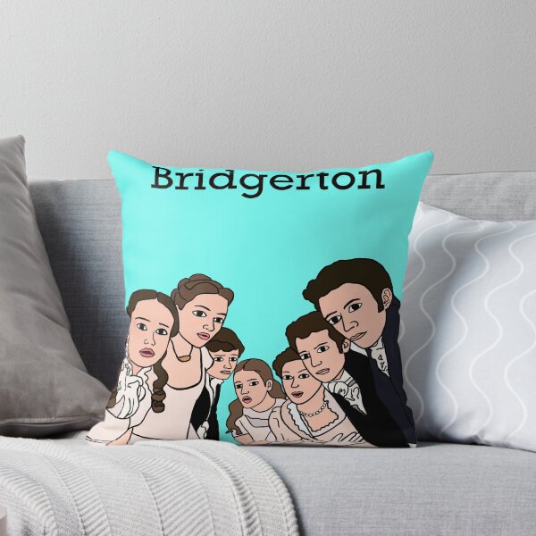 Aperçu de l'œuvre Personnages de la famille Bridgerton, fond aqua créée et vendue par RosiesGallery.