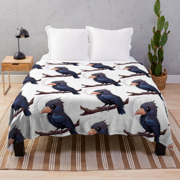 Item preview, Chibi crow posing on crescent moon. designed and sold by HAJlME.