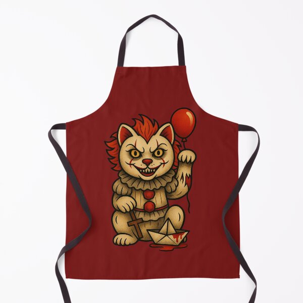 Item preview, Creepy Clown Cat with Balloon – Horror Maneki Neko #1 designed and sold by TravisCats.