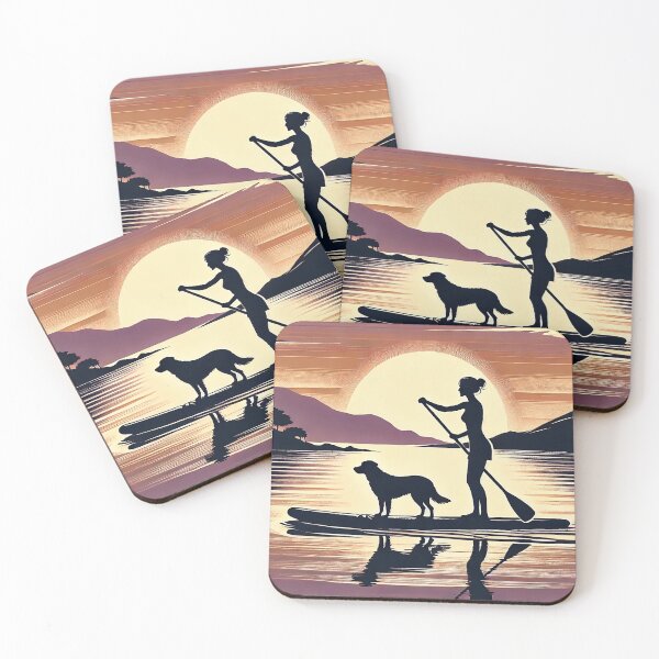 Item preview, Sunset Paddleboard Ride – Ukiyo-e Inspired Companion Art designed and sold by TidalEchoes.
