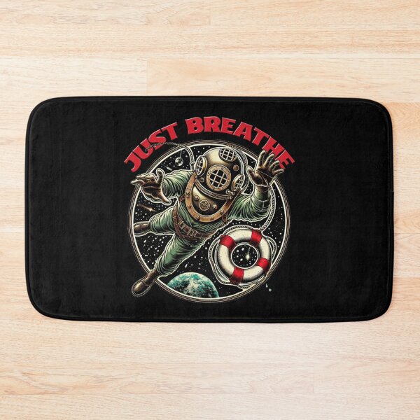 Item preview, "Just Breathe" Absurd, Funny Motivational Deep Sea Diver in Space designed and sold by Parrot-Tees.