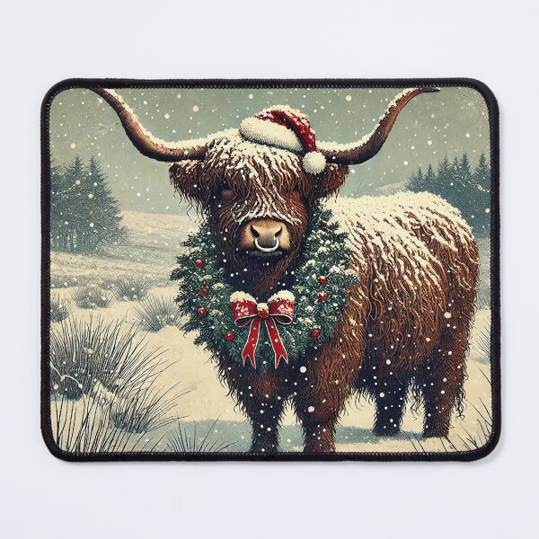 Item preview, Yuletide Moo – Highland Cow Christmas Portrait designed and sold by TidalEchoes.