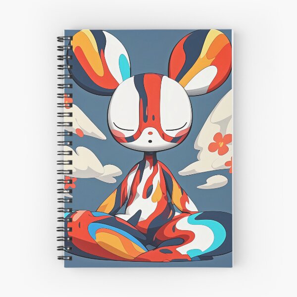 Item preview, Meditating abstract bunny character on blue background designed and sold by MirraStore.
