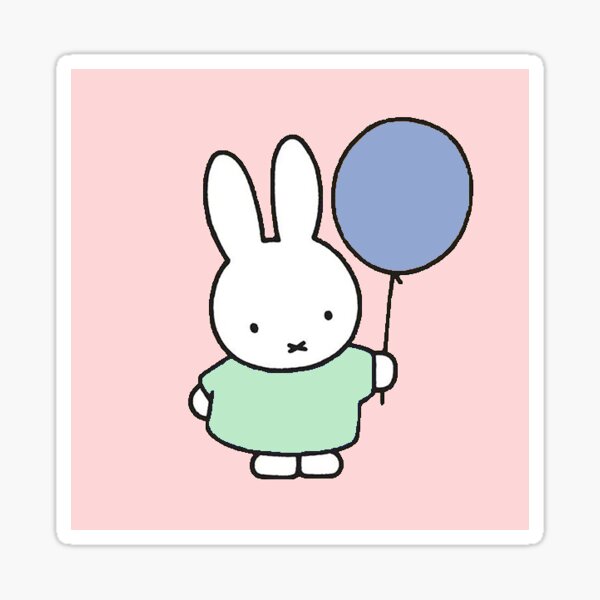 Item preview, Miffy Bunny Sticker – Miffy Holding a Balloon designed and sold by Llamadiz.
