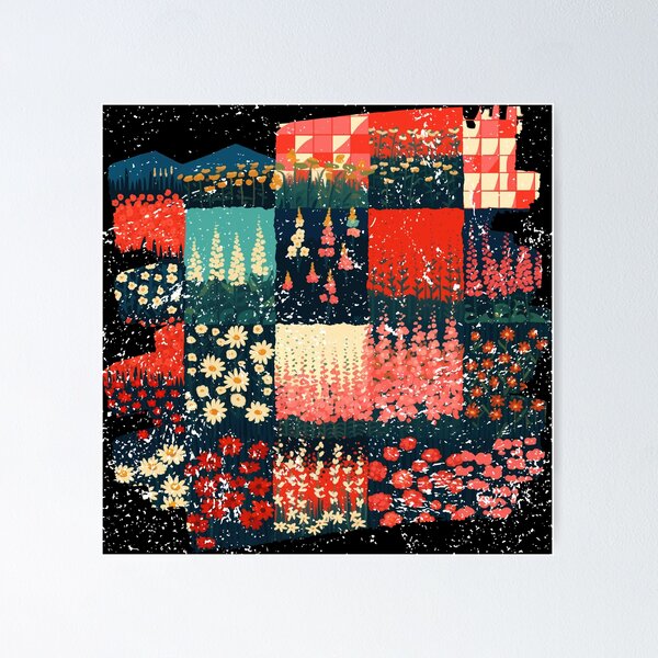 Item preview, Floral Garden Patchwork with Brush Strokes – Vintage Cottagecore Bloom designed and sold by RSpectrum Studio.