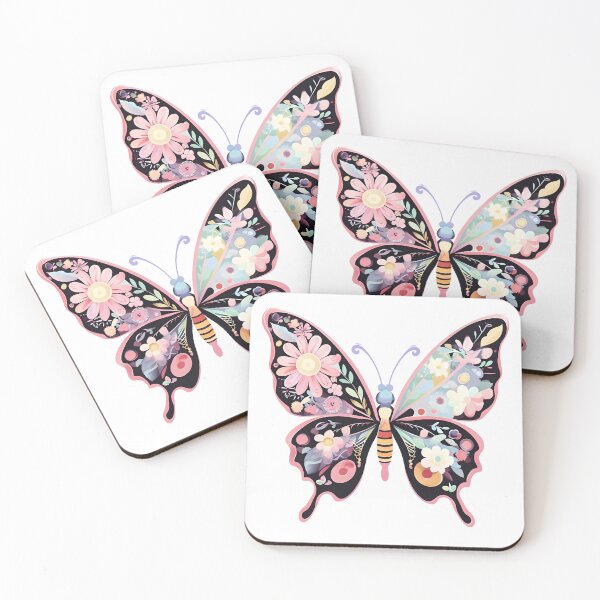 Item preview, Vibrant Butterfly illustration with pastel floral motifs design designed and sold by PrettyDecor.