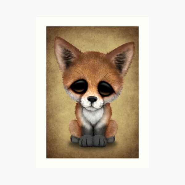 Impression Artistique Renard Roux Mignon Sur Bleu Sarcelle Par Jeffbartels Redbubble