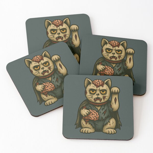 Item preview, Zombie Cat – Undead Maneki Neko with Brain – Horror Maneki Neko #4 designed and sold by TravisCats.