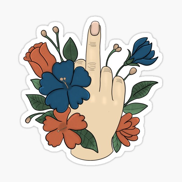 Item preview, Floral Middle Finger designed and sold by Murphy's Ink.