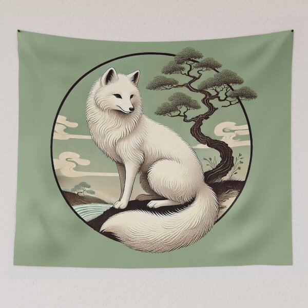 Item preview, Sacred Kitsune – Elegant Japanese Spirit Fox Print designed and sold by TidalEchoes.