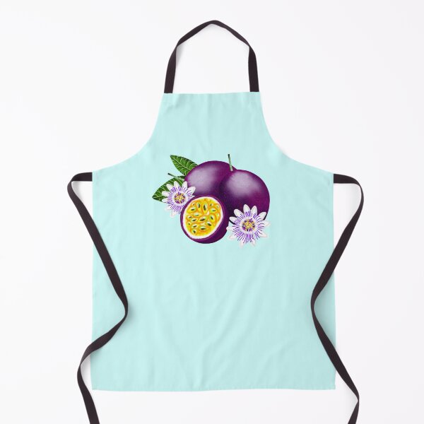 Item preview, Purple and yellow passion fruit, with green leaves and white flowers and a turquoise border designed and sold by katecheerycake.