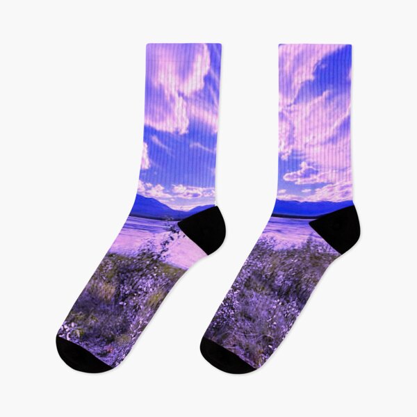 Item preview, Dreamy Yukon Lake Scene – Purple Nature Photography, Surreal Wilderness Art Print designed and sold by Nomad Nikki – Abstract Fluid Artist & Full-Time Traveler.