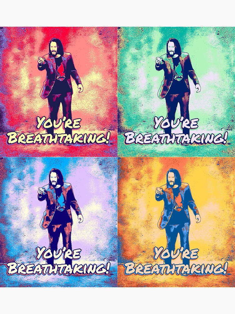 Thumbnail 3 of 3, Sticker, Keanu - You’re Breathtaking - in Warhol style Pop Art designed and sold by 1SadBlackSheep.