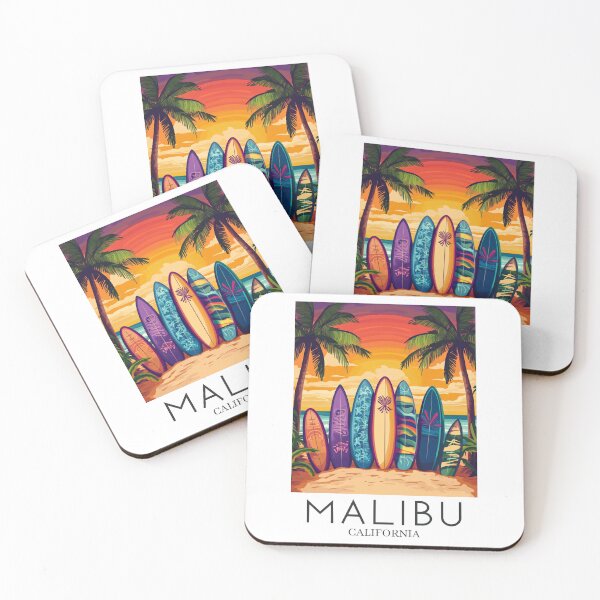 Item preview, A Pop Art Travel Print of Malibu - California  designed and sold by StudioRedKoala.