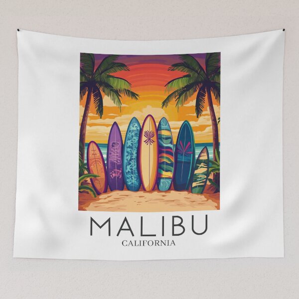 Item preview, A Pop Art Travel Print of Malibu - California  designed and sold by StudioRedKoala.