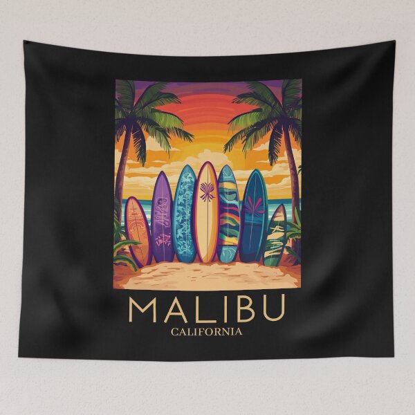 Item preview, A Pop Art Travel Print of Malibu - California  designed and sold by StudioRedKoala.
