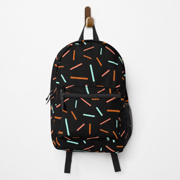 Item preview, Neon Teal Orange Brown Memphis Pattern Black Backing designed and sold by EvergreenMotifs.