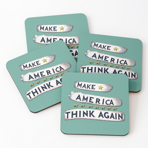 Item preview, Political banner opposing Trump's MAGA, with slogan: Make America think again  designed and sold by JaroDesign2023.