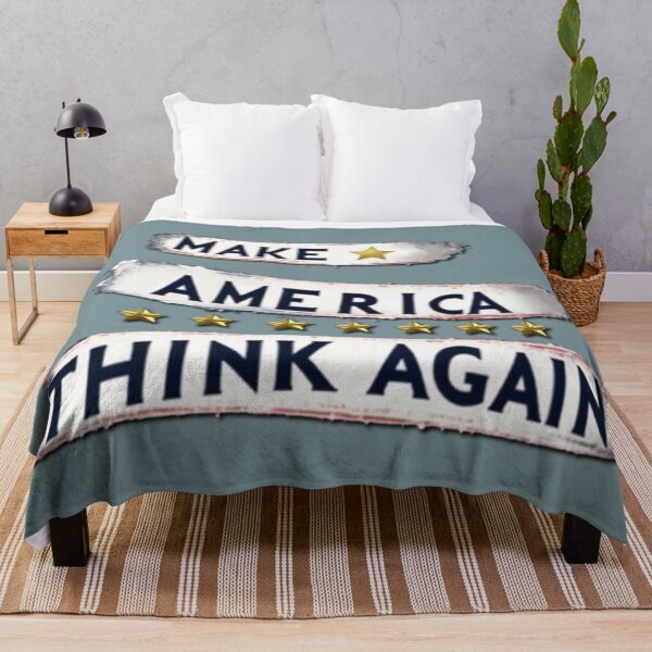Item preview, Political banner opposing Trump's MAGA, with slogan: Make America think again designed and sold by JaroDesign2023.