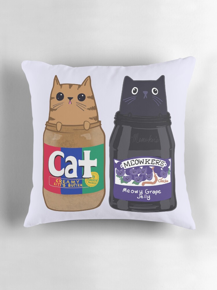 Thumbnail 3 of 4, Pillow, It's Peanut Butter Kitty Time Cats designed and sold by kilkennycat.