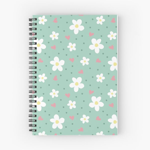 Item preview, Daisy pattern with pink hearts, polka dots, green background designed and sold by Kristin Alcorn.