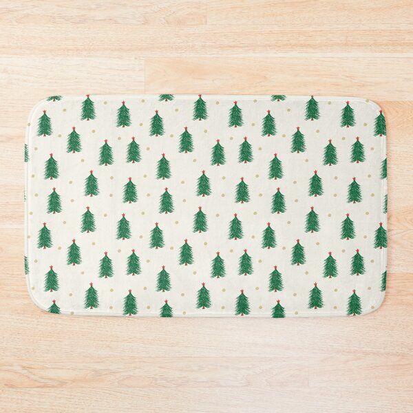 Item preview, Traditional Christmas tree pattern green and red with gold polka dots cream background designed and sold by Kristin Alcorn.