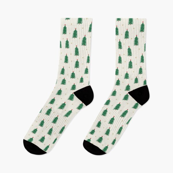 Item preview, Traditional Christmas tree pattern green and red with gold polka dots cream background designed and sold by Kristin Alcorn.