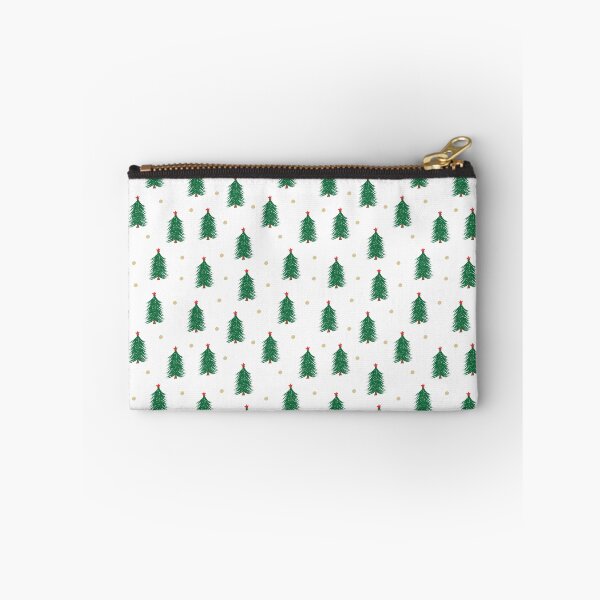 Item preview, Traditional Christmas tree pattern green and red with gold polka dots white background designed and sold by Kristin Alcorn.