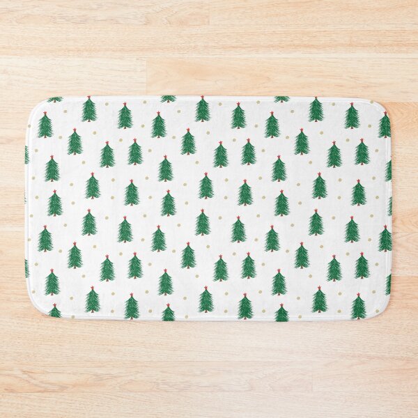 Item preview, Traditional Christmas tree pattern green and red with gold polka dots white background designed and sold by Kristin Alcorn.