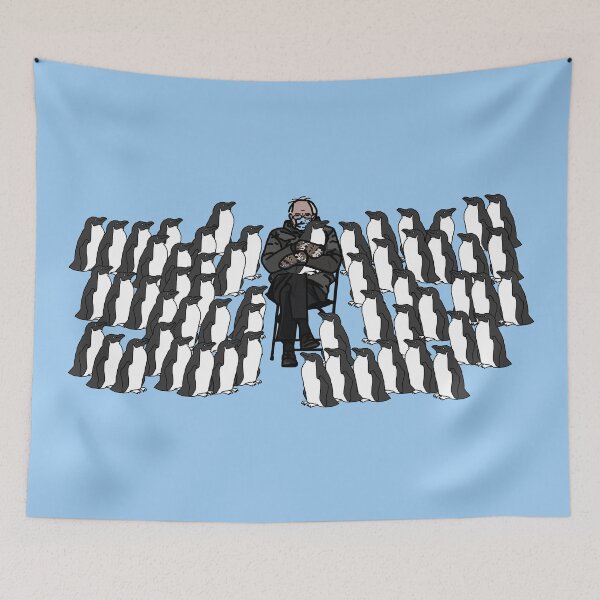Item preview, Penguins with Bernie Sanders on Folding Chair Ready For a Cuddle designed and sold by ellenhenry.