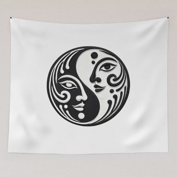 Item preview, Yin Yang Symbolic Faces – Zen Balance & Minimalist Art designed and sold by Print On Demand HQ.
